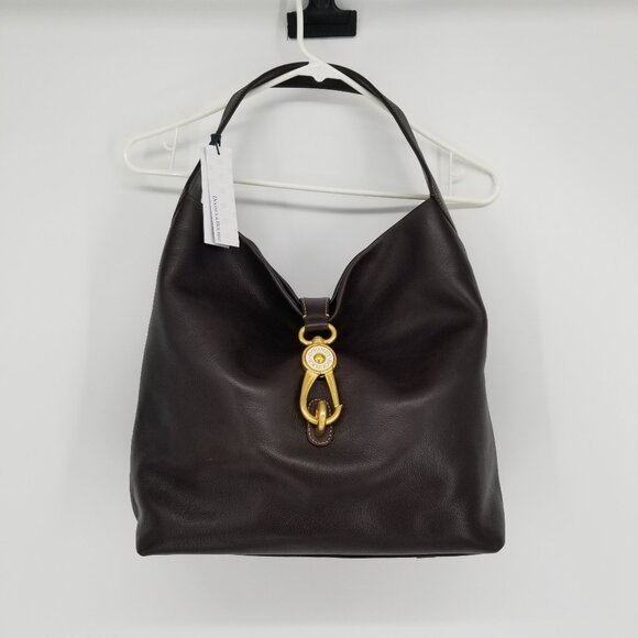 NWT Dooney & Bourke Soft Pebble Brown T'Moro Leather Logo Lock Shoulder Bag - Picture 1 of 14